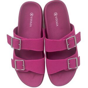 Vivaia Nikki Double Strap Adjustable Buckle Slides Pink Pitaya Mesh EU 43/US 11